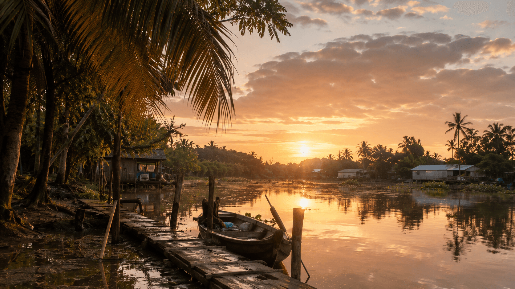 Bến đò cũ trong cơn mưa chiều