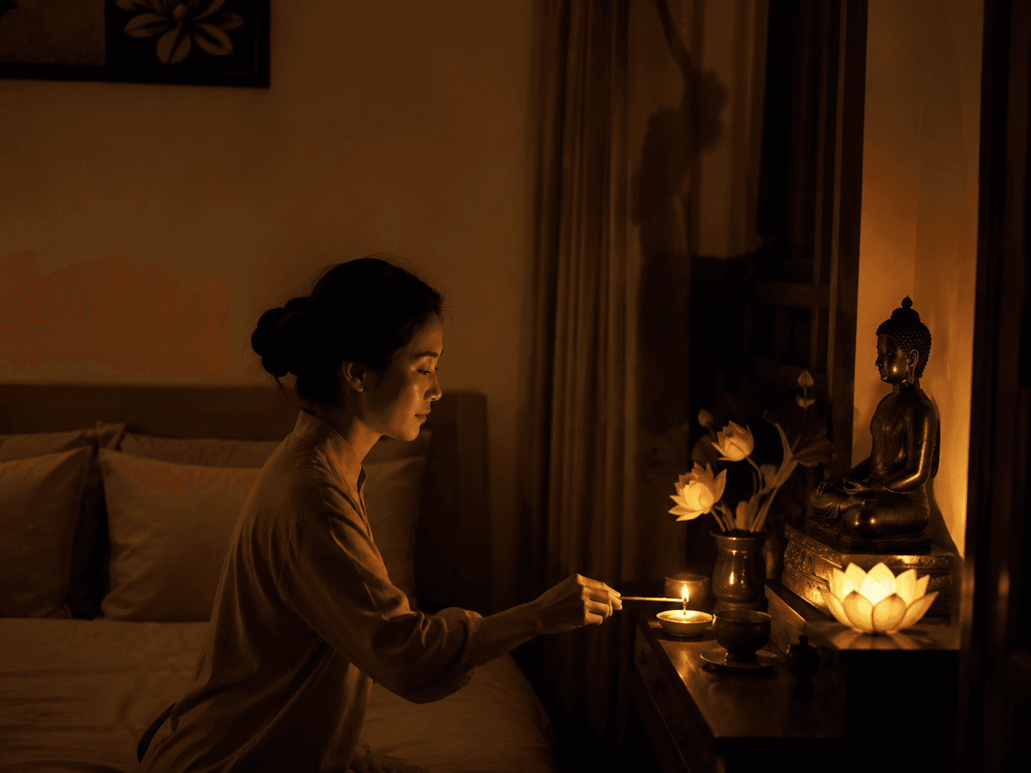 Thắp đèn nhỏ trước khi ngủ